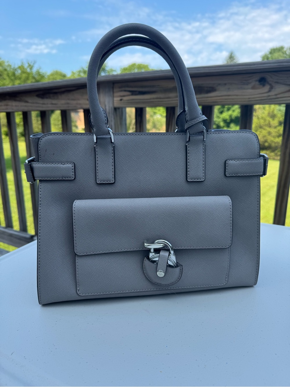 Micheal Kors Classic Structured Tote Handbag in Gray